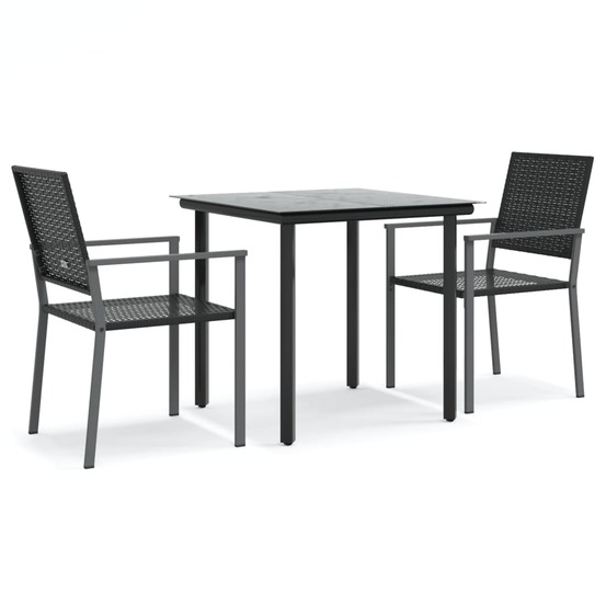 Ensemble à manger de jardin 3 pcs résine tressée acier