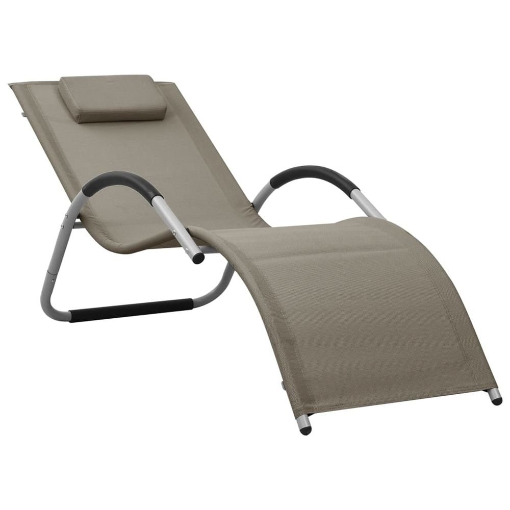 Chaise longue textilène taupe et gris bain de soleil