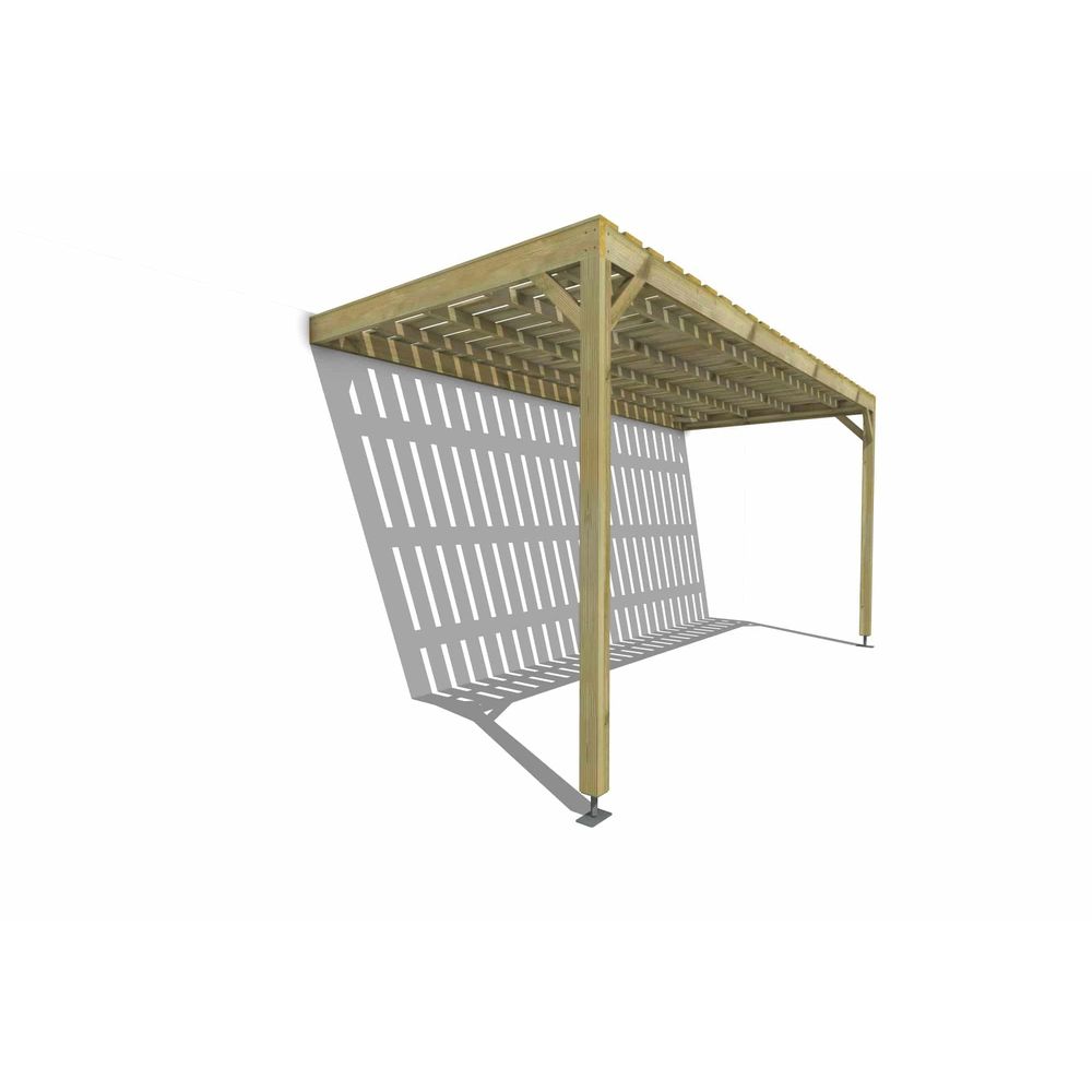 Pergola bois • 5m x 2m • adossée • sens largeur • platelage bois • livraison comprise