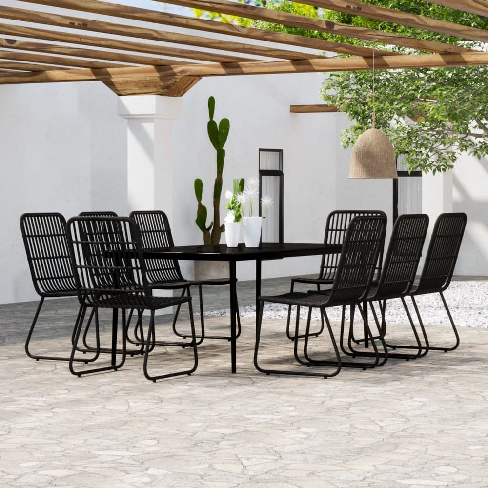 Ensemble à manger de jardin 9 pcs noir