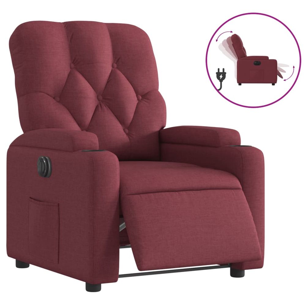 Fauteuil inclinable électrique rouge bordeaux tissu
