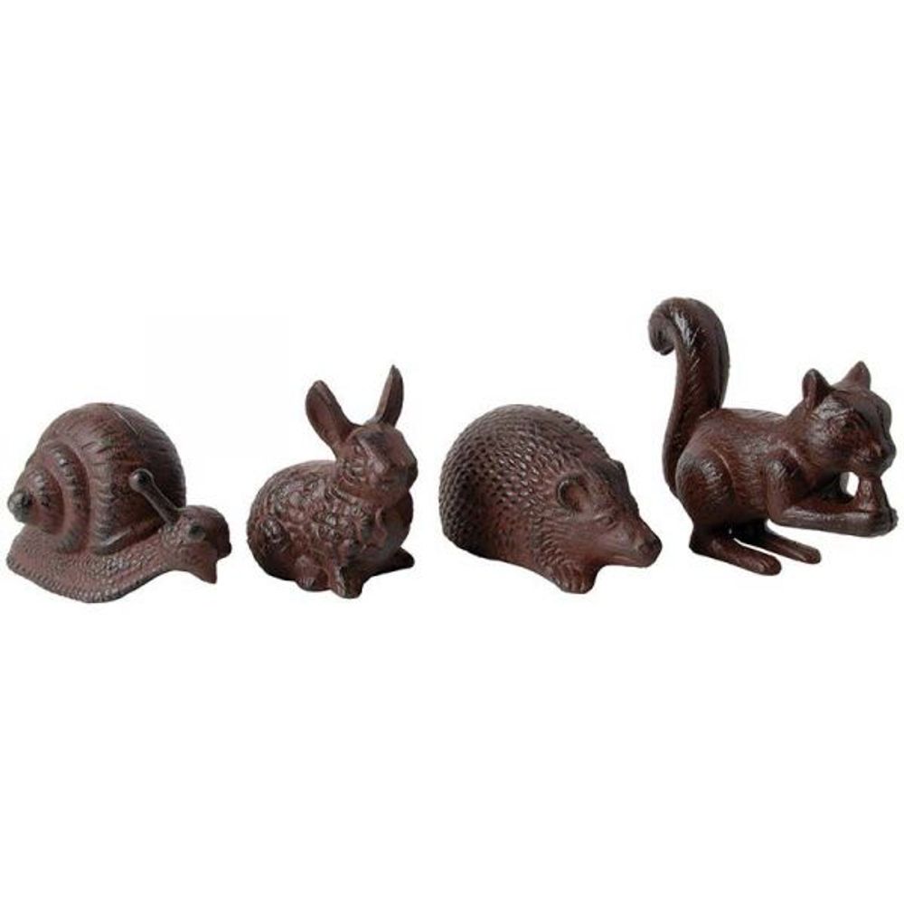 Animaux du jardin en fonte (lot de 4) l - 17,1 × 7,5 × 11,5 cm