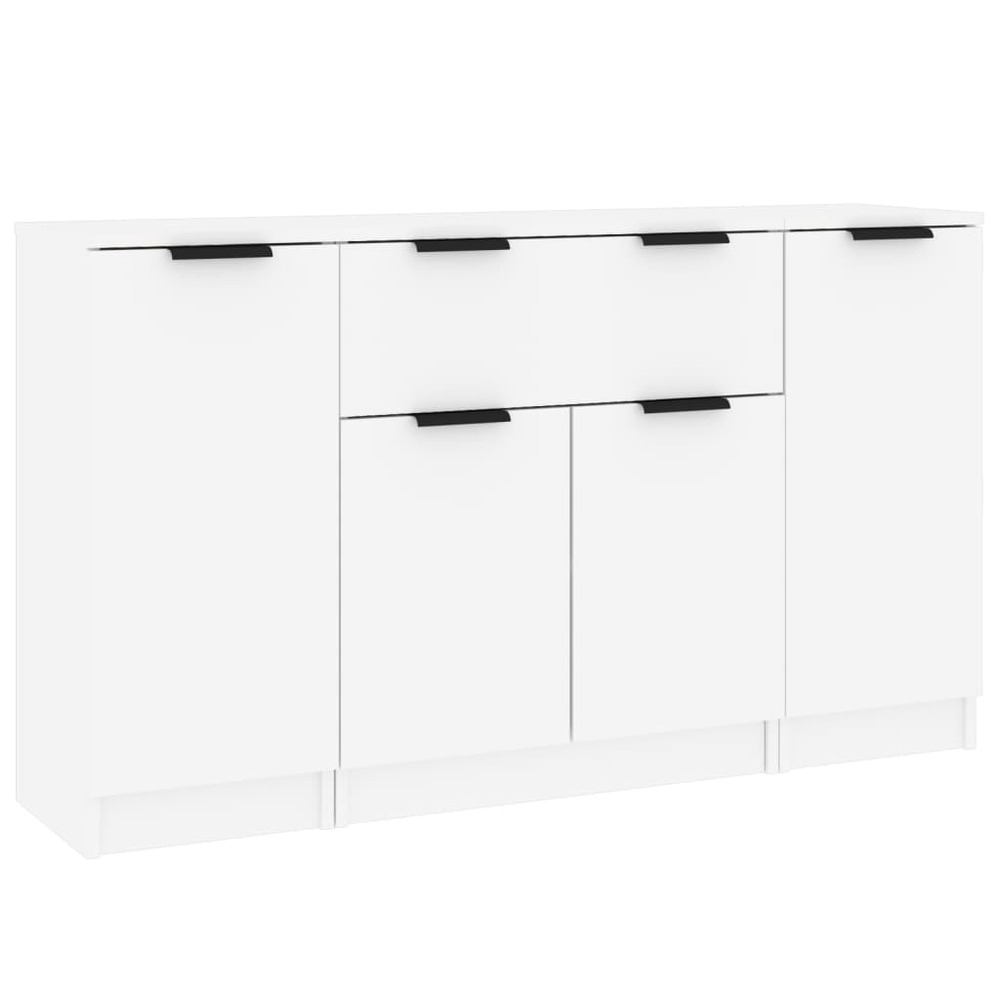 Buffet bahut commode armoire meuble de rangement organisateur cuisine salle de séjour salons 3 pcs bois d'ingénierie blanc 02