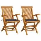 Chaises de jardin avec coussins anthracite 2 pcs bois de teck