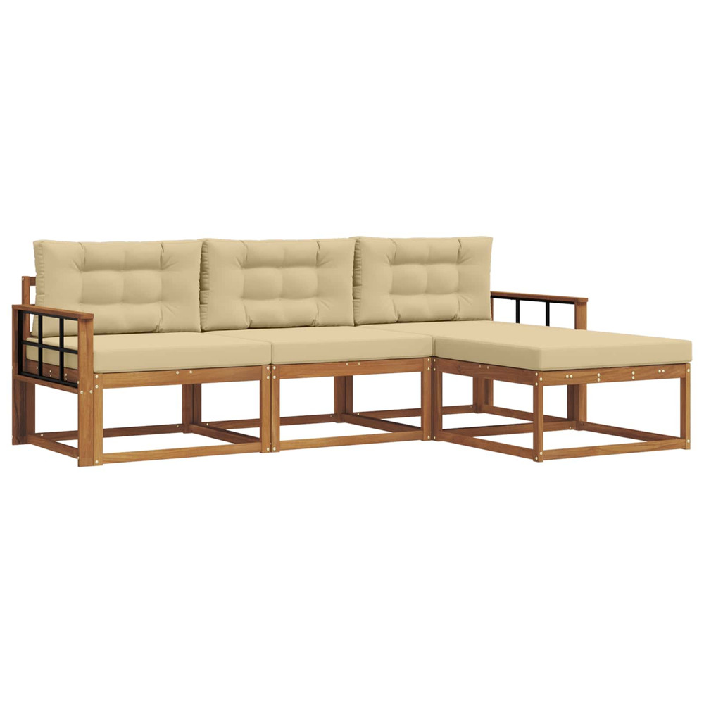 Ensemble de canapés d'extérieur 4 pcs naturel et beige