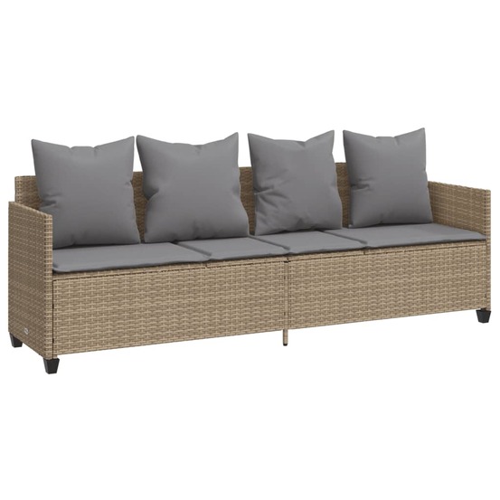 Chaise longue avec coussins beige résine tressée