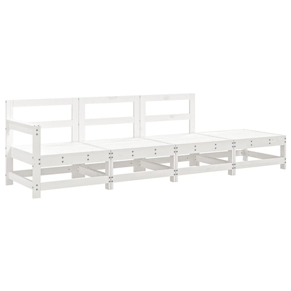 Salon de jardin 4 pcs blanc bois de pin massif