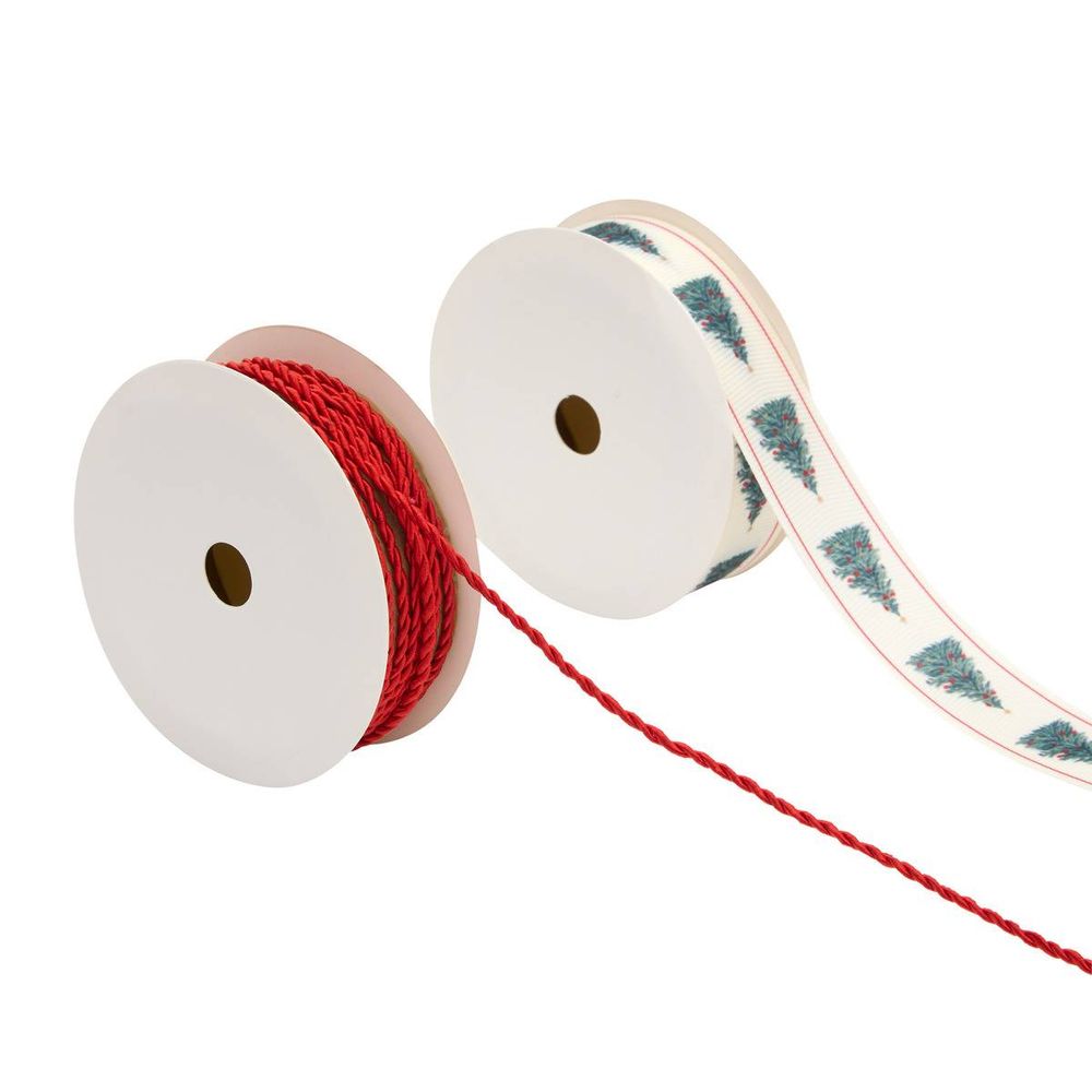 Ruban de noël textile imprimé 25 mm x 3 m
