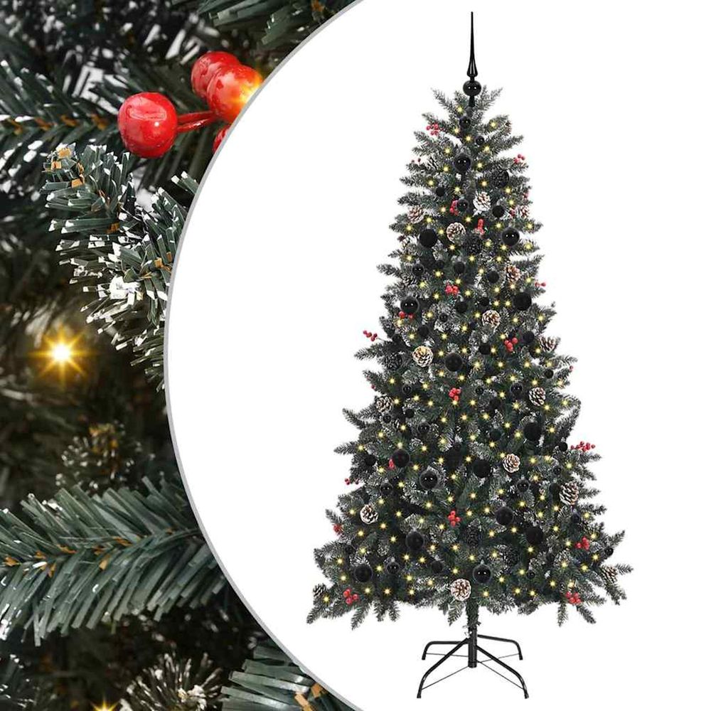 Sapin de noël artificiel vert 210 cm pvc, plastique et acier