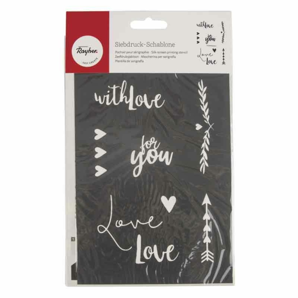 Pochoir 21 x 14,8 cm et spatule - with love