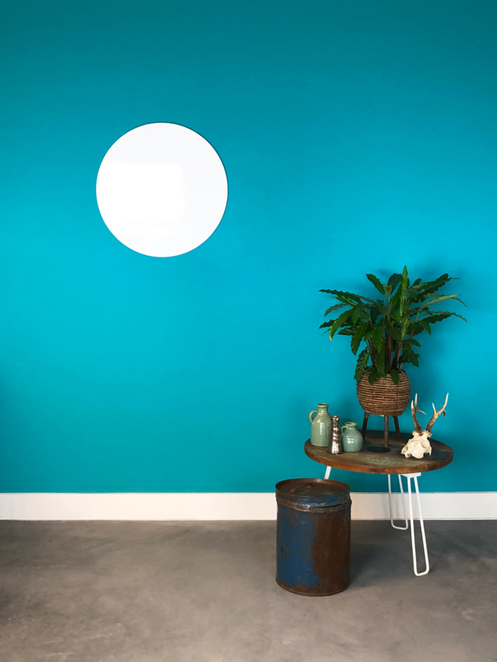 Tableau blanc sans cadre - rond - 60 cm - magnétique