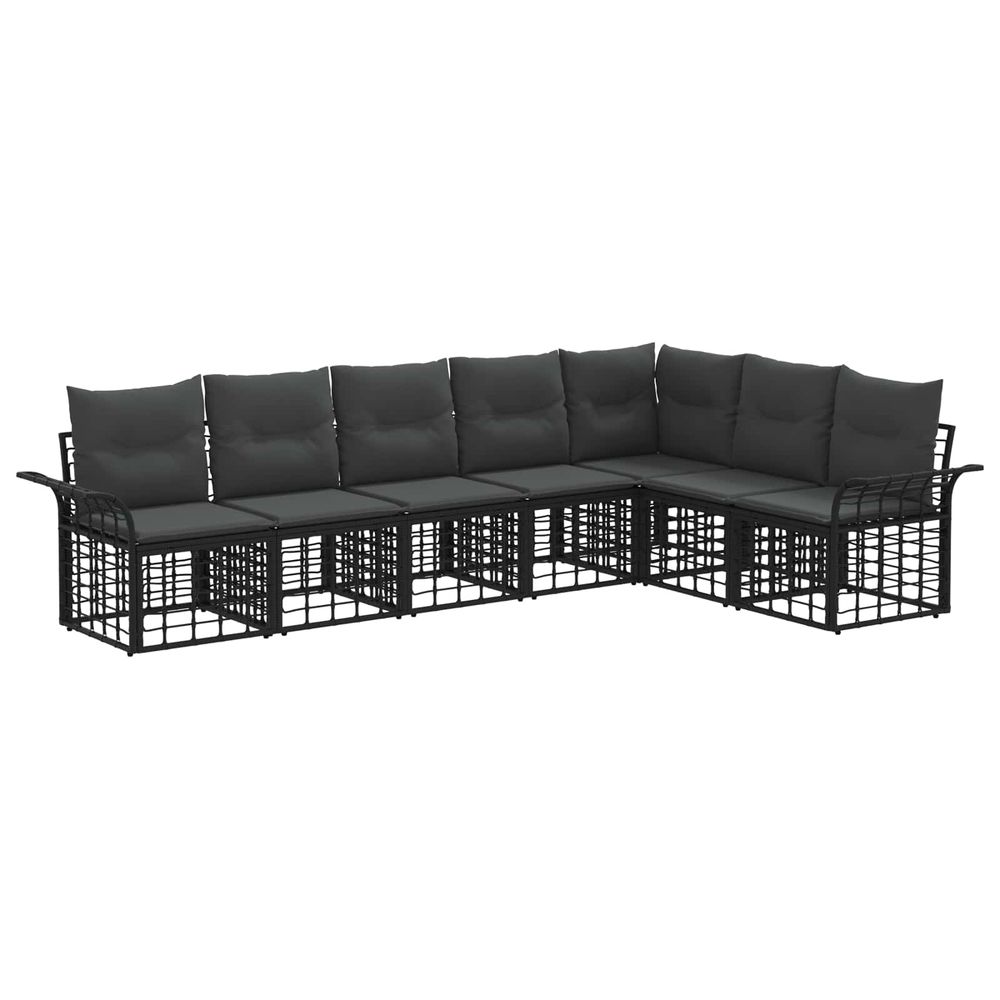 Ensemble de canapés d'extérieur 7 pc noir et gris foncé