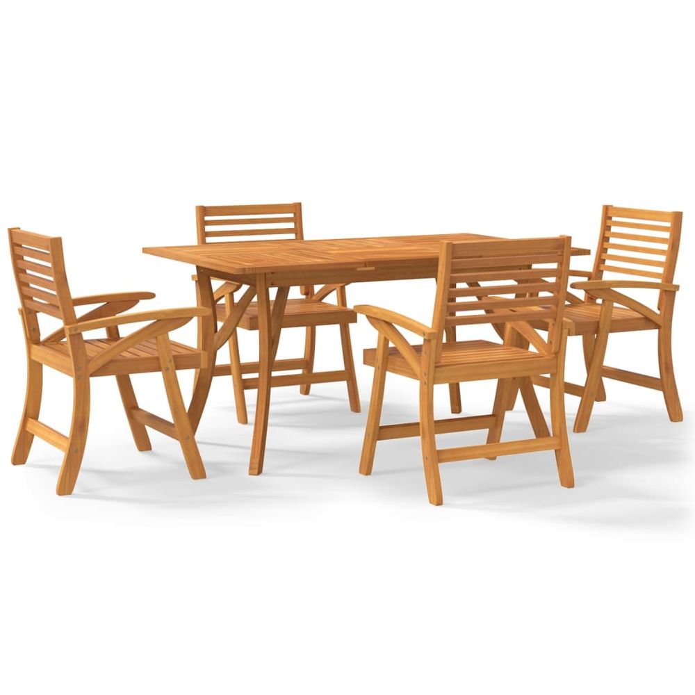 Ensemble à manger de jardin 5 pcs bois d'acacia solide