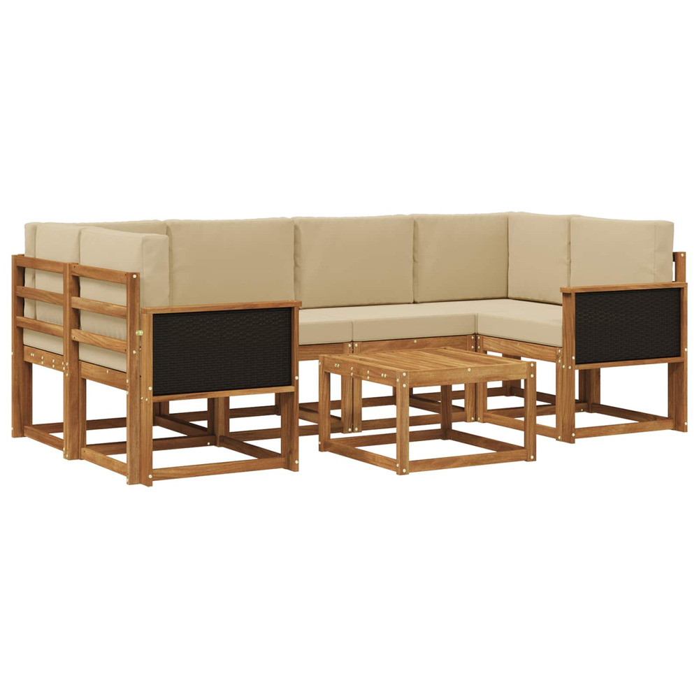 Ensemble de canapés d'extérieur avec coussin 5 pcs naturel