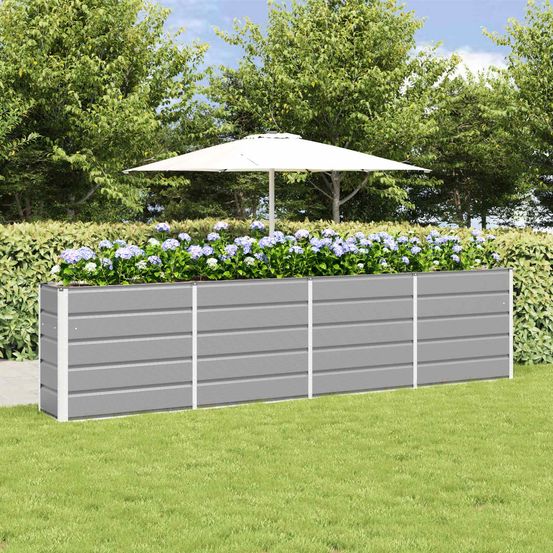 Très grande jardinière haute 320 cm acier pour brise-vue paysager 320x40x75 cm gris clair