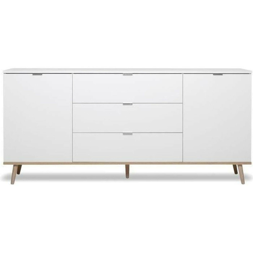 Buffet bas style scandinave chêne et blanc 180 cm