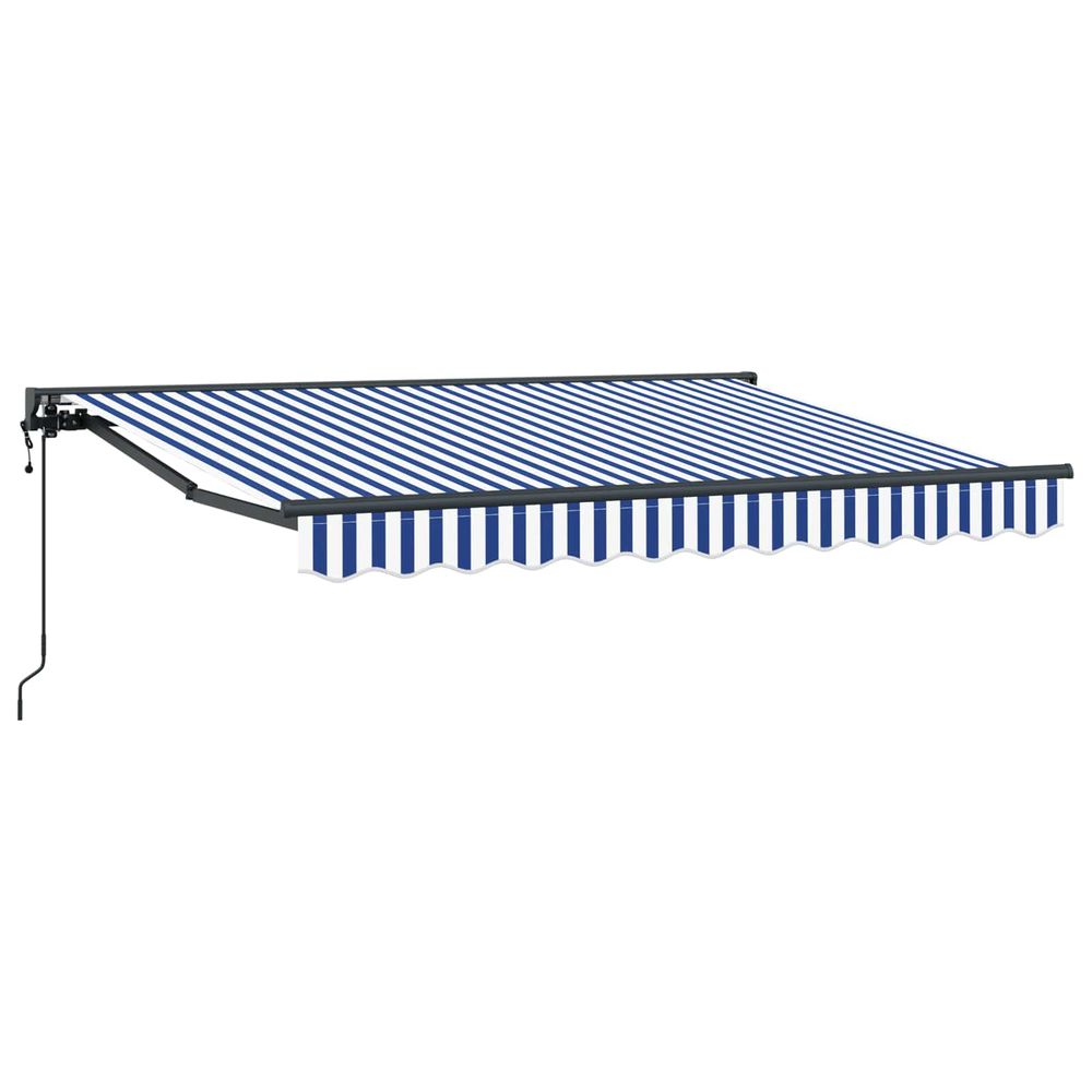 Auvent rétractable électrique bleu et blanc 3,5 x 2 m