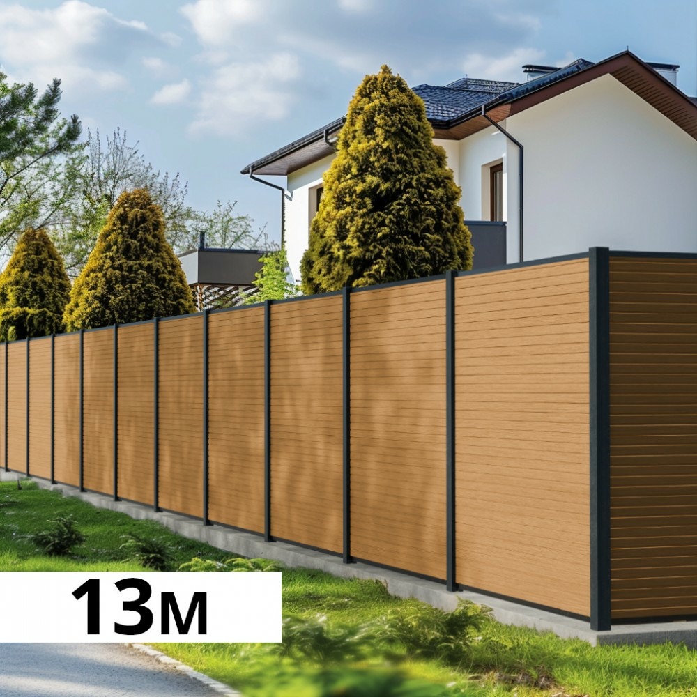 Kit clôture composite poteau à sceller - santos cèdre h-1,8m