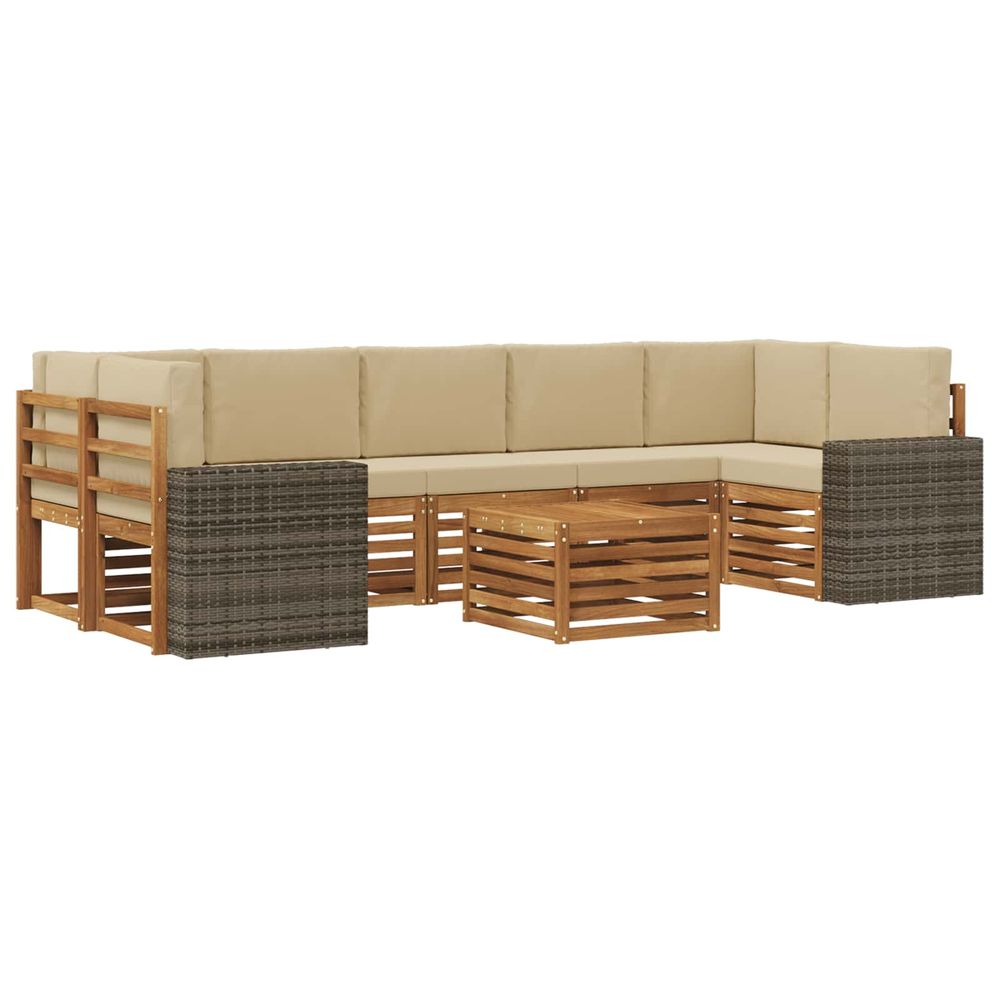 Ensemble de canapés d'extérieur 8 pc naturel et beige