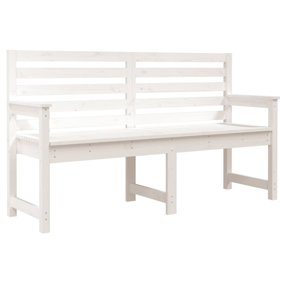 Banc de jardin meuble de patio d'extérieur terrasse blanc 159,5 x 48 x 91,5 cm bois massif de pin