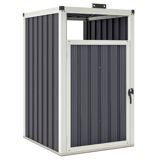 Cache-poubelle simple acier galvanisé pour bac 240l extérieur aération verrouillable - comfortxl outdoor living