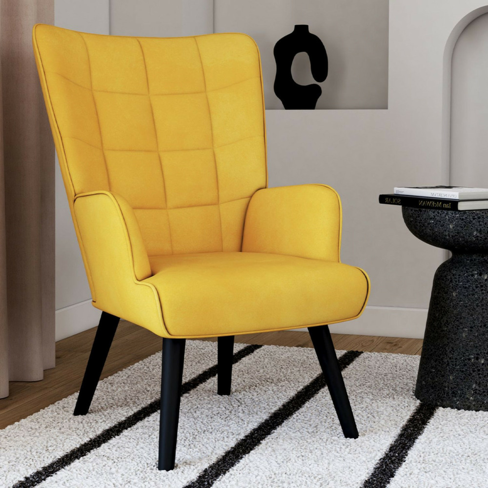 Fauteuil scandinave ania velours jaune