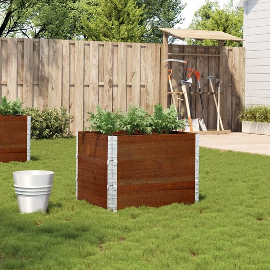 Bac potager modulaire triple hauteur en pin massif – jardinière empilable pratique pour balcon – 80x60cm brun