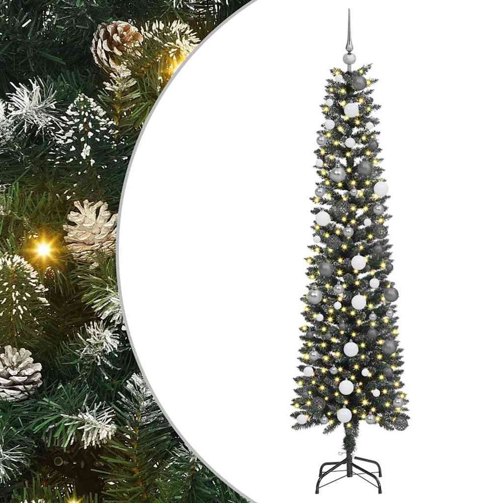 Sapin de noël artificiel vert 210 cm pvc, plastique et acier
