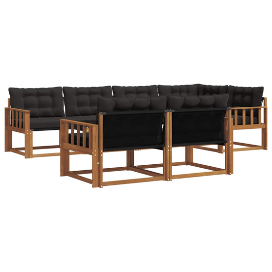 Ensemble de canapés d'extérieur 7 pcs naturel et noir