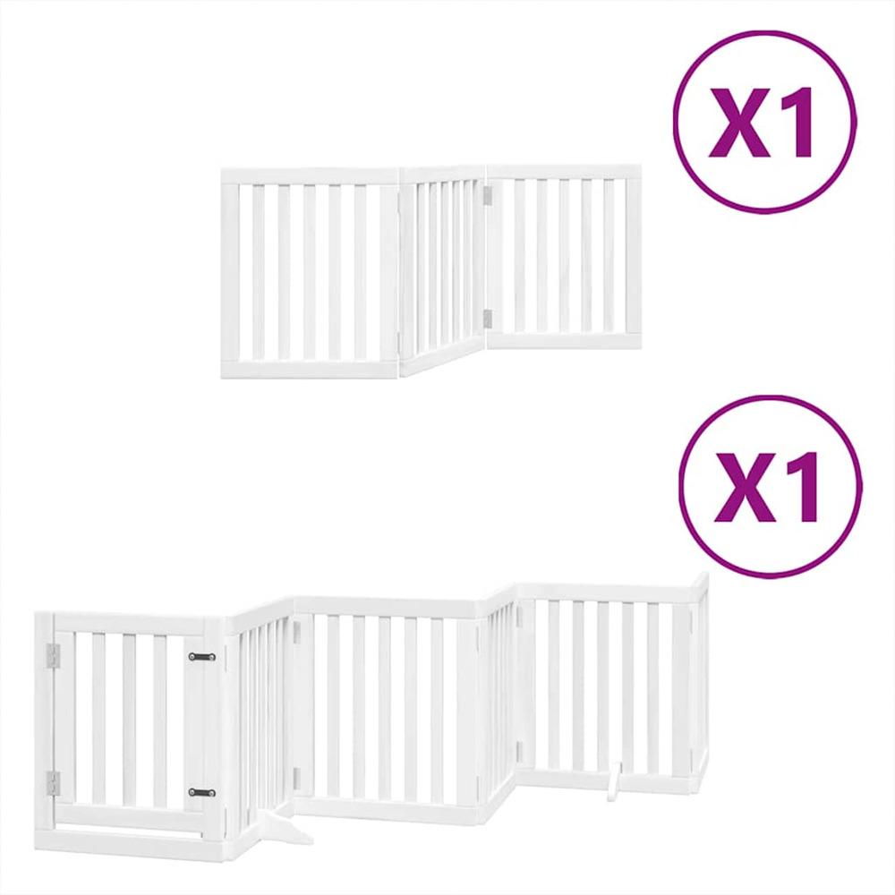 Barrière pour chien porte pliable 9panneaux blanc bois peuplier