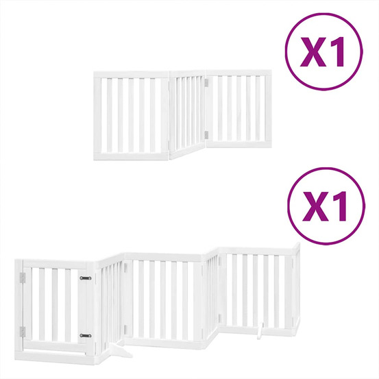 Barrière pour chien porte pliable 9panneaux blanc bois peuplier