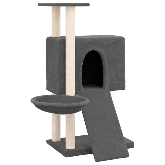 Arbre à chat avec griffoirs en sisal gris foncé 96 cm