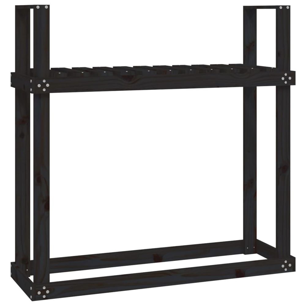 Support pour bois de chauffage noir 110x35x108,5 cm bois de pin