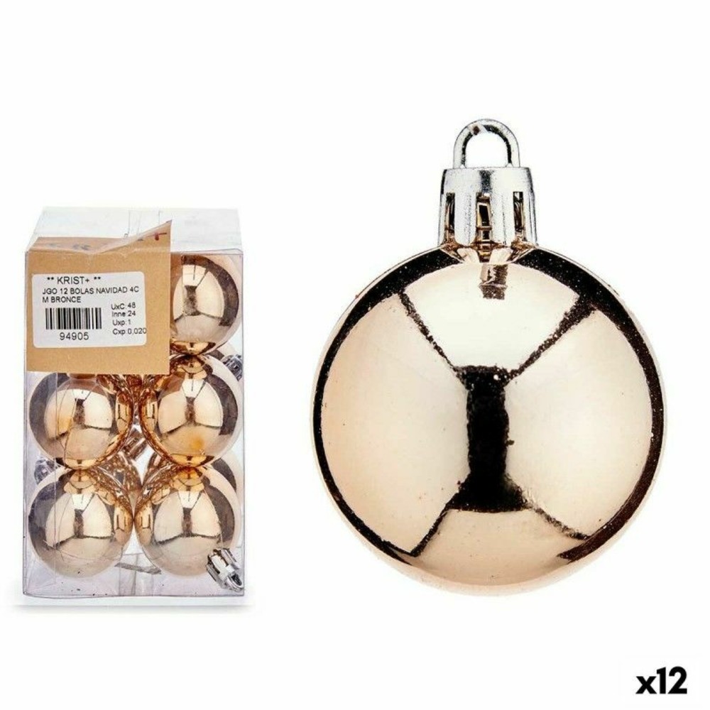 Lot de boules de noël champagne pvc 8 x 12 x 8 cm (12 unités)