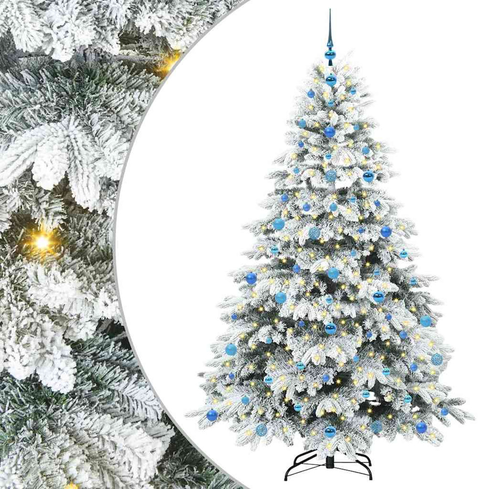 Sapin de noël artificiel avec 300 led blanc 210 cm pe et pvc