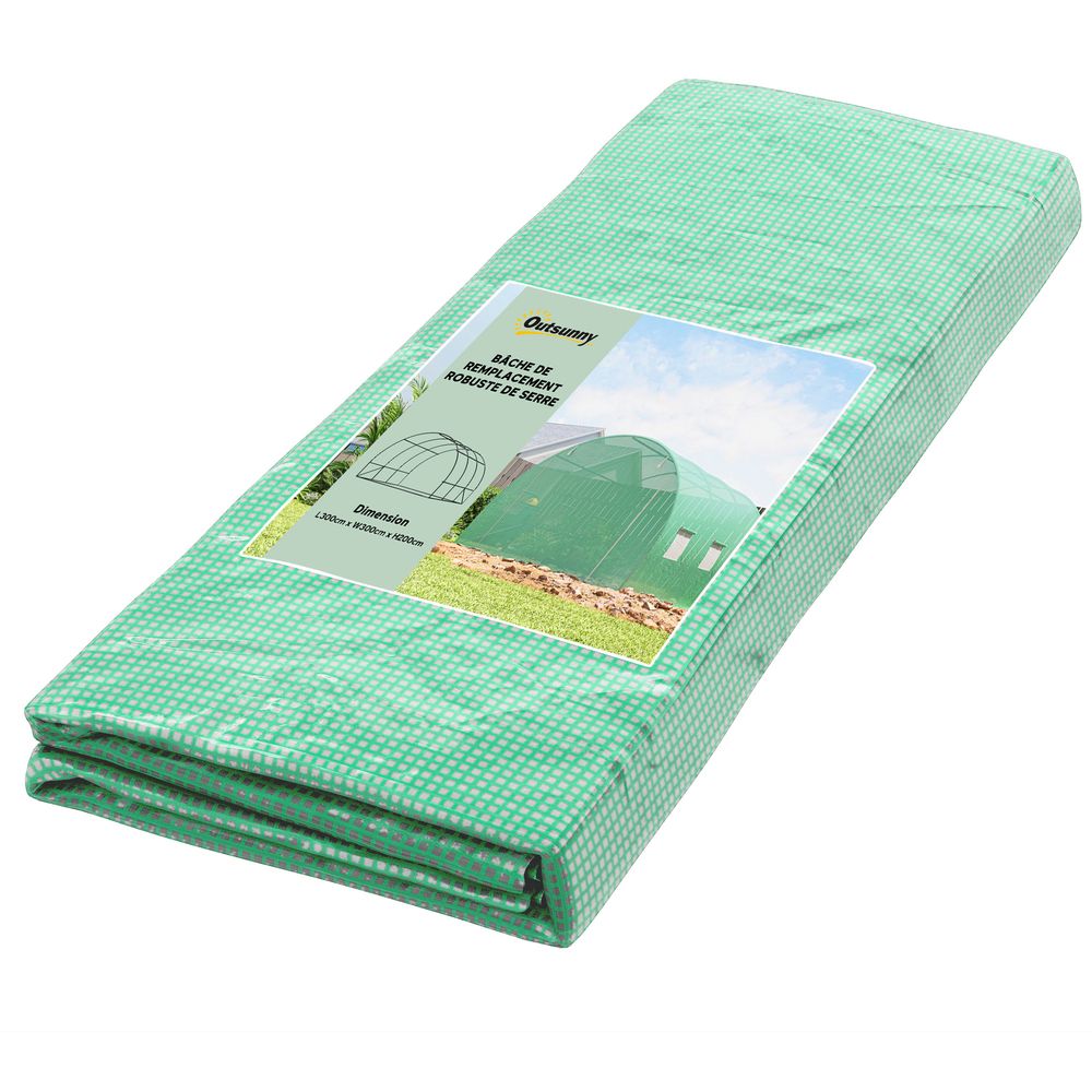 Bâche de serre tunnel polyéthylène 300 x 300 x 200 cm verte housse seule fenêtres roulables - comfortxl outdoor living