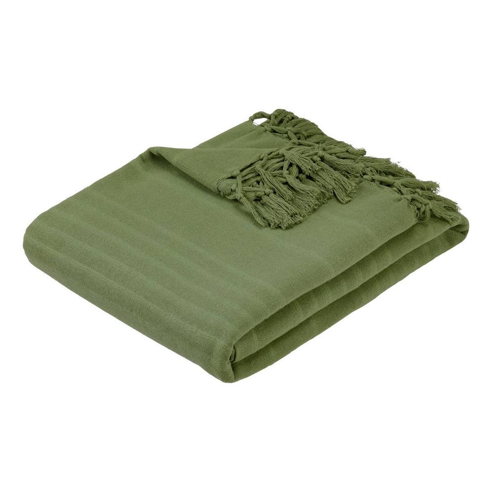 Jeté de lit anjali 220x160 vert kaki en coton