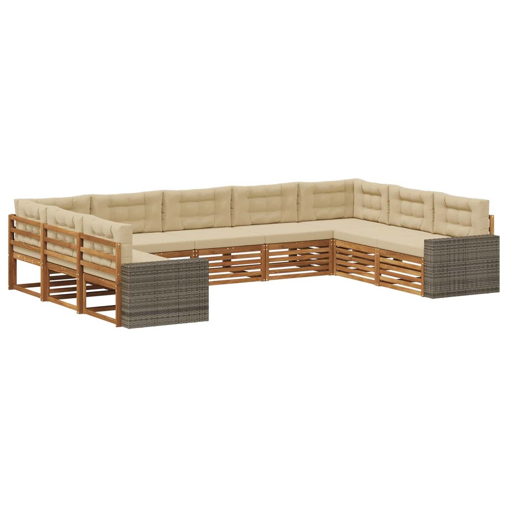 Ensemble de canapés d'extérieur 9 pc naturel et beige