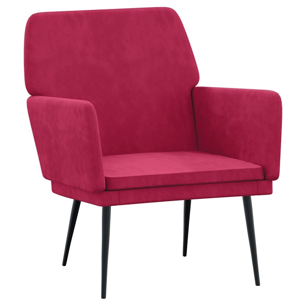 Fauteuil rouge bordeaux 62x79x79 cm velours