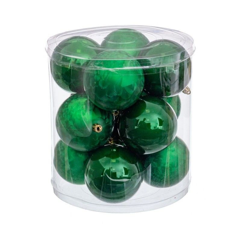 Boules de noël vert plastique 8 x 8 x 8 cm (12 unités)