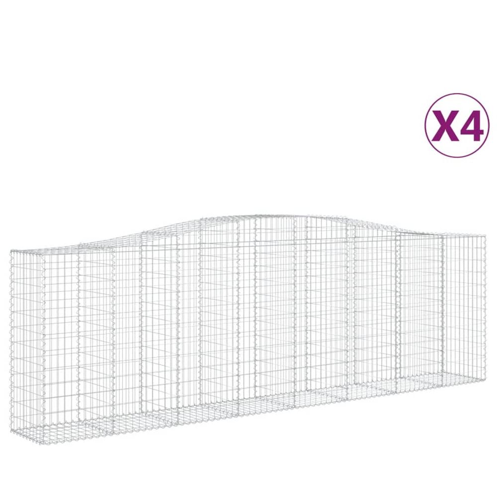 Paniers à gabions arqués 4 pcs 400x50x120/140 cm fer galvanisé