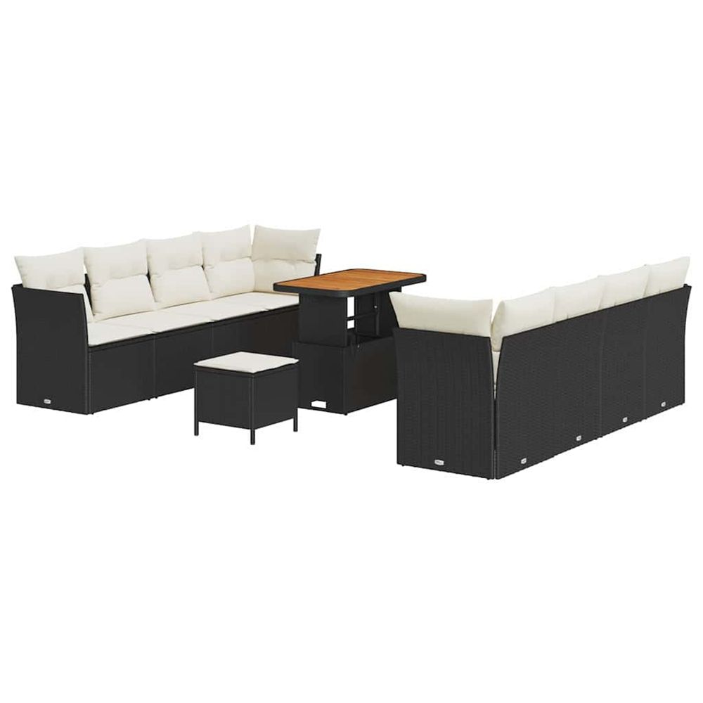 Ensemble de canapé de jardin 11 pc noir polyrotin