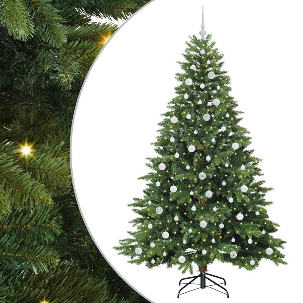 Sapin de noël artificiel avec 300 led vert 210 cm pe et pvc