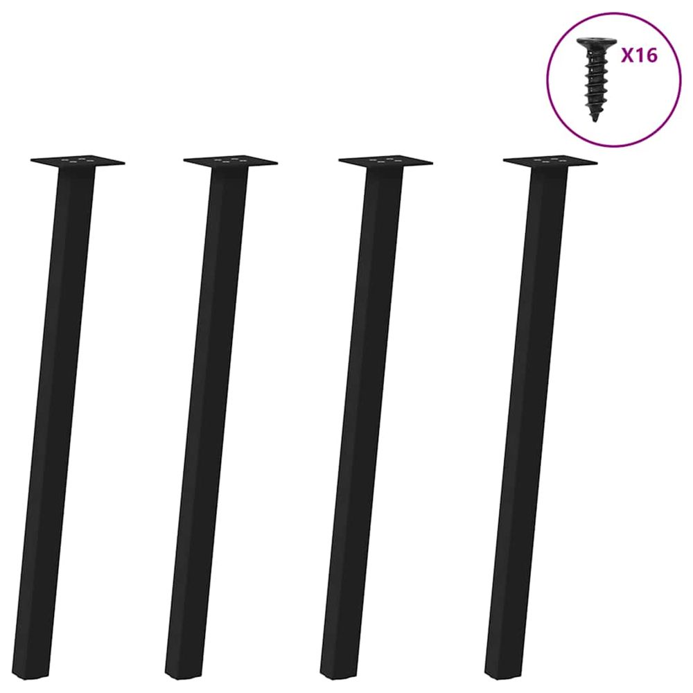 Pieds de table console 4 pièces noir 72 cm acier