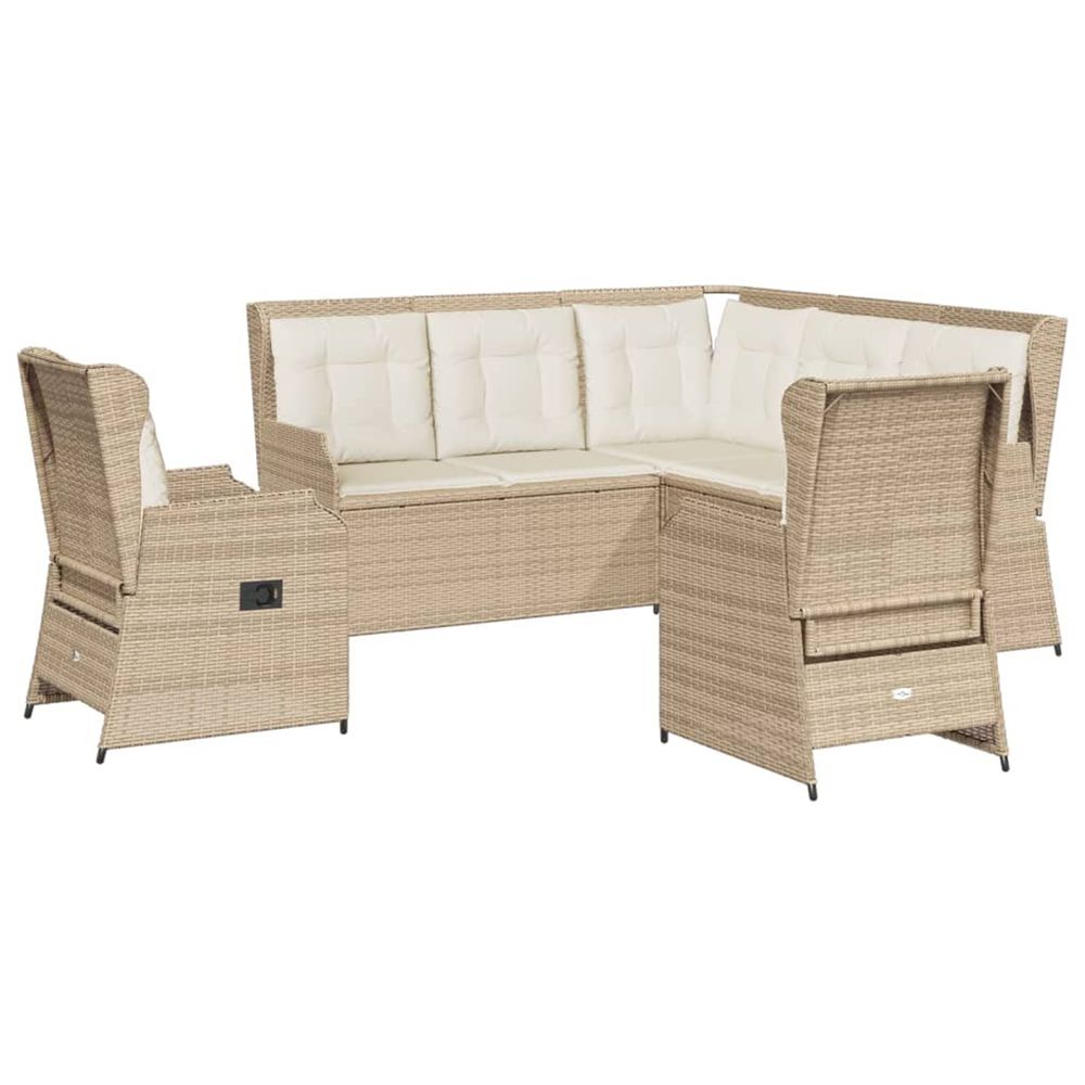 Salon de jardin avec coussins 5 pcs beige résine tressée