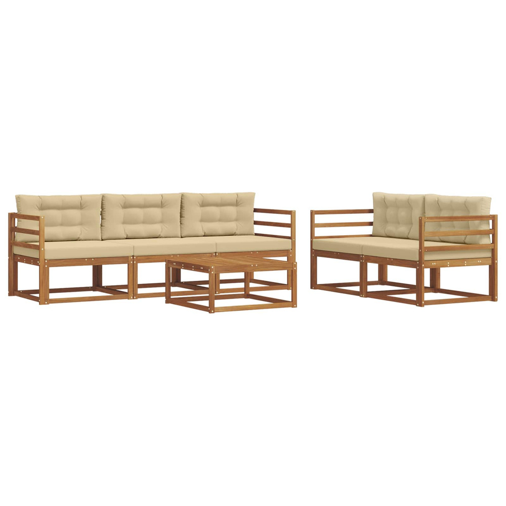 Ensemble de canapés d'extérieur 6 pcs naturel et beige