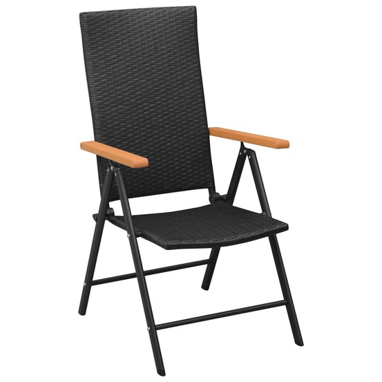Chaises de jardin lot de 4 résine tressée noir