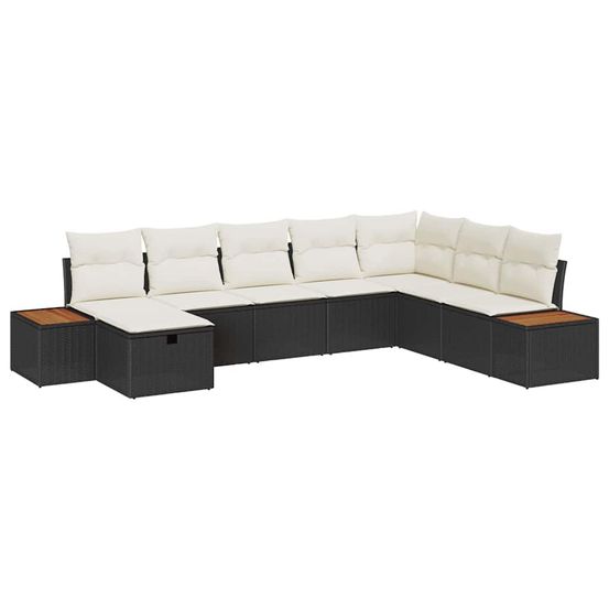Ensemble de canapé de jardin avec coussin noir polyrotin