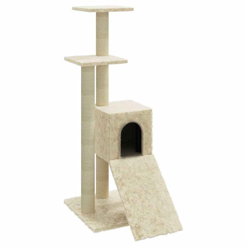 Arbre à chat avec griffoirs en sisal crème 92 cm