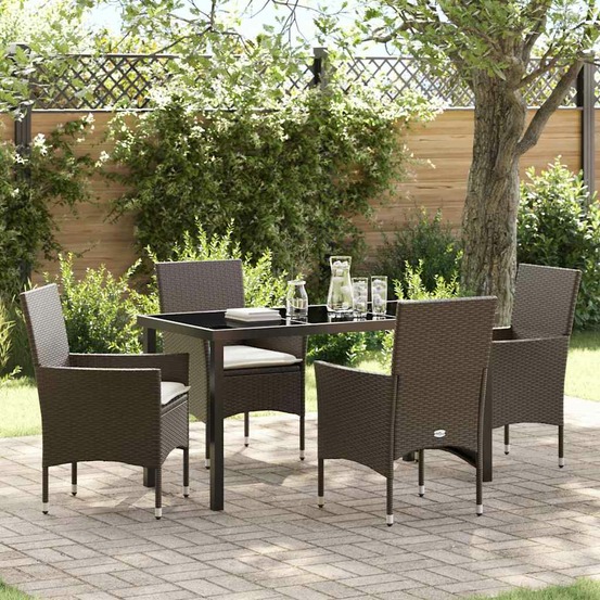 Ensemble de salle à manger pour jardin 5 pcs marron polyrotin